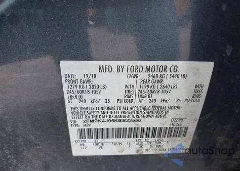 2019 Ford Edge Sel from USA, damaged, VIN 2FMPK4J95KBB33556